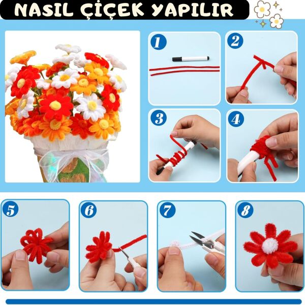 Şönil Tel,  – El İşi, DIY, Hobi ve Çiçek Yapım Teli, Siyah, 100 Adet, 6 mm - 30 Cm