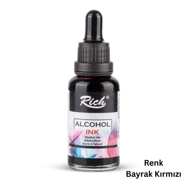 Alkol Bazlı Mürekkep (Alcohol Ink) – 30 Ml, Krapon Çiçek Yapım, DIY Mürekkebi, Bayrak Kırmızı