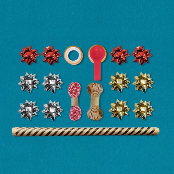 Siyah Verev Kraft Ambalaj Kağıdı Seti | 10 Rulo Kağıt (70x100 Cm)-12 Rafya-20m İp-Bant ve Makinesi