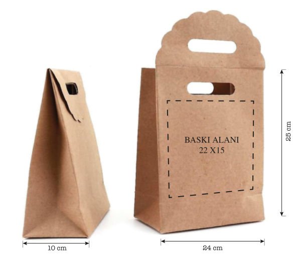 Özel Baskı Kraft El Geçmeli Çanta, Kişiselleştirilebilir Parti, Organizasyon, Hediye Çantası & Kutusu 50 Adet - 24x25 Cm - Hayır, istemiyorum.