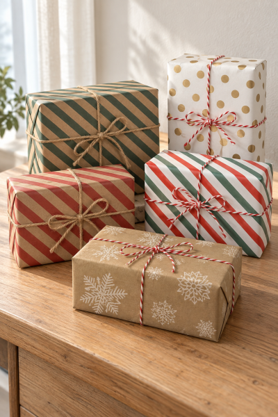 Yeniyıl Hediye Paketleme Seti 10 Kağıt 50*70 cm & 20 mt ip