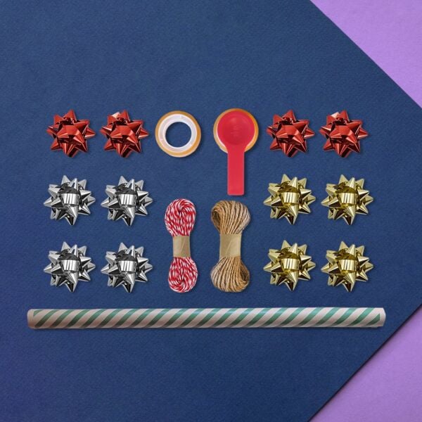 Yeşil Verev Kraft Ambalaj Kağıdı Seti | 10 Rulo Kağıt (70x100 Cm)-12 Rafya-20m İp-Bant ve Makinesi