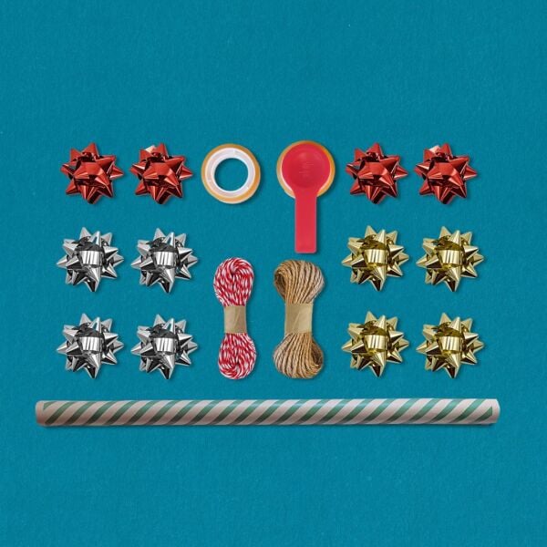 Yeşil Verev Kraft Ambalaj Kağıdı Seti | 10 Rulo Kağıt (70x100 Cm)-12 Rafya-20m İp-Bant ve Makinesi