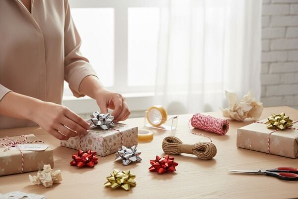 Hediye Paketleme Seti, 12 Adet Metalik Rafya- Twine Baker & Jüt İp - 20M, 1 Adet Bant ve Makinesi