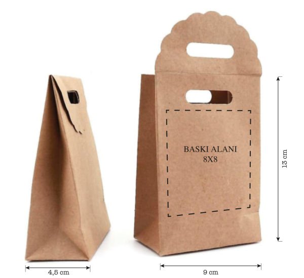 Özel Baskı Kraft El Geçmeli Çanta, Kişiselleştirilebilir Parti, Organizasyon, Hediye Çantası & Kutusu 250 Adet  - 9x13 Cm - Hayır, istemiyorum.