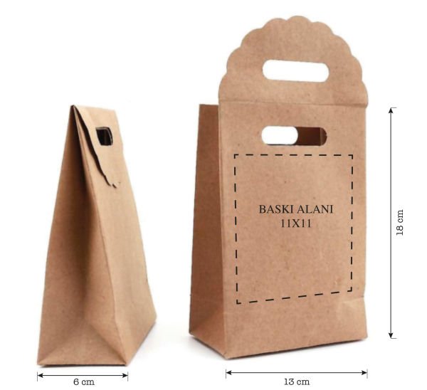 Özel Baskı Kraft El Geçmeli Çanta, Kişiselleştirilebilir Parti, Organizasyon, Hediye Çantası & Kutusu 250 Adet  - 13x18 Cm - Hayır, istemiyorum.