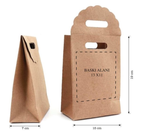 Özel Baskı Kraft El Geçmeli Çanta, Kişiselleştirilebilir Parti, Organizasyon, Hediye Çantası & Kutusu 50 Adet - 15x19 Cm - Evet, istiyorum.