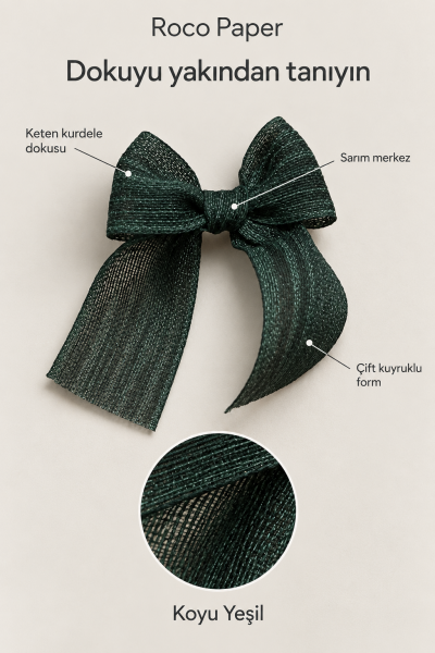 Keten Kurdele Fiyonk 5 cm 25'li Paket Koyu Yeşil