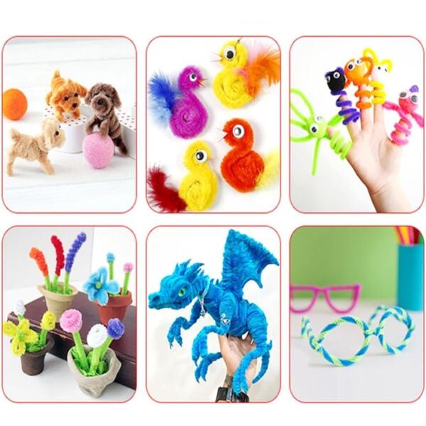 Şönil Tel, El İşi, DIY, Hobi ve Çiçek Yapım Teli, Yeşil, 100 Adet, 6 mm - 30 Cm