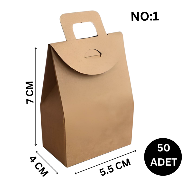 Kraft Kınalık Çerezlik El Geçme Çanta No:1 - 5.5x7x4 Cm 50 Adet
