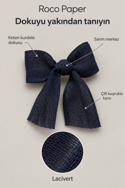 Keten Kurdele Fiyonk 5 cm 25'li Paket Lacivert
