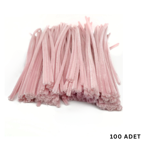 Şönil Tel, El İşi, DIY, Hobi ve Çiçek Yapım Teli, Rose Pembe, 100 Adet, 6 mm - 30 Cm