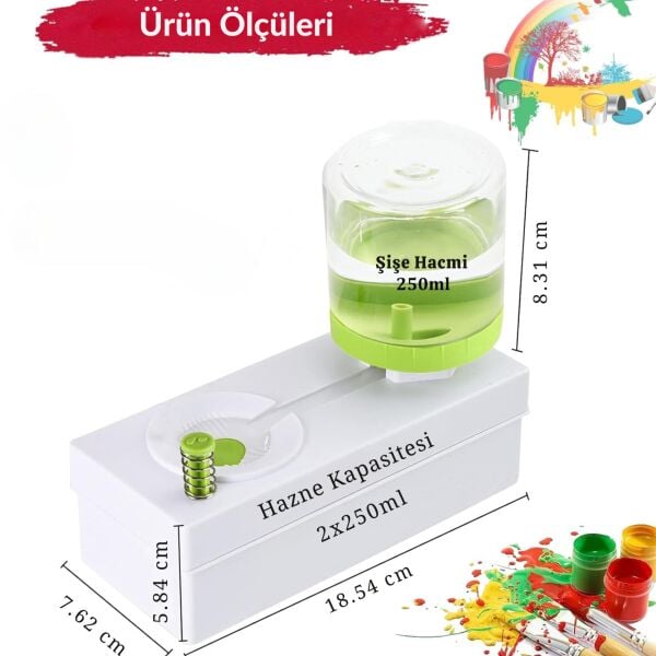 Otomatik Fırça Temizleme Kabı – 2x250ml Hazneli, Boya Fırçası Temizleyici ve Yıkama Kutusu