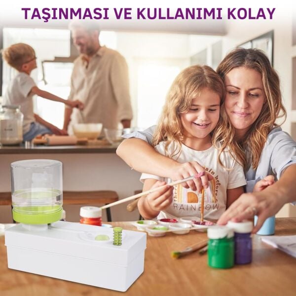 Otomatik Fırça Temizleme Kabı – 2x250ml Hazneli, Boya Fırçası Temizleyici ve Yıkama Kutusu
