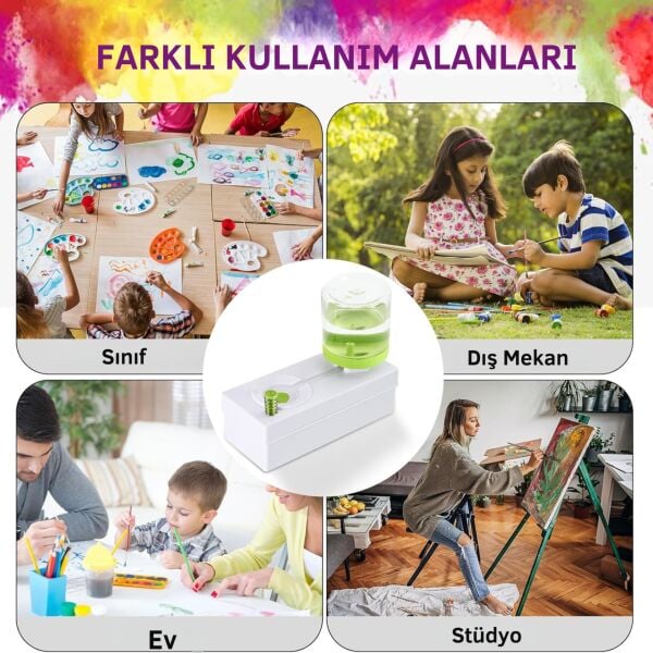 Otomatik Fırça Temizleme Kabı – 2x250ml Hazneli, Boya Fırçası Temizleyici ve Yıkama Kutusu