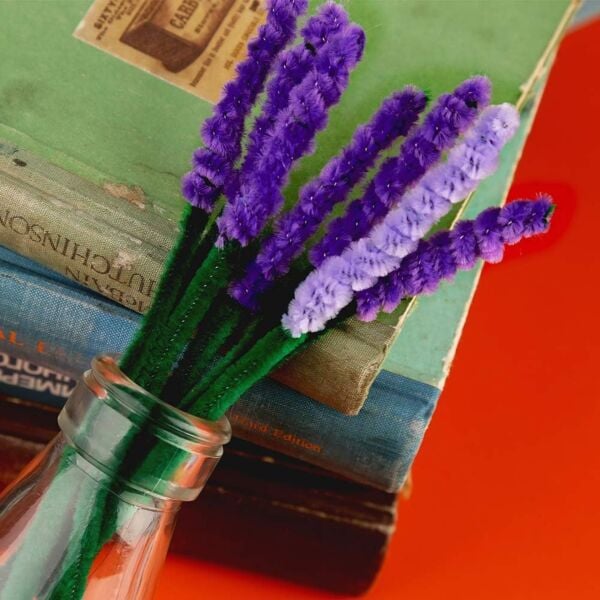 Şönil Tel, El İşi, DIY, Hobi ve Çiçek Yapım Teli, Mor, 100 Adet, 6 mm - 30 Cm