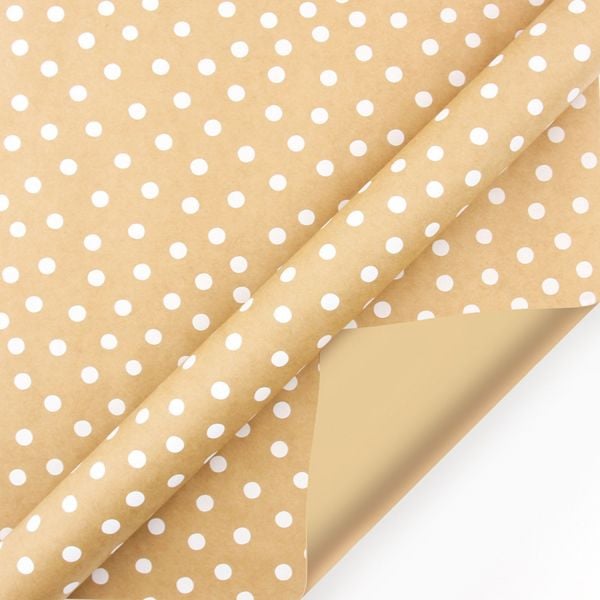 Kraft Ambalaj Kağıdı Beyaz Puantiye 70x100 Cm 10'lu Paket