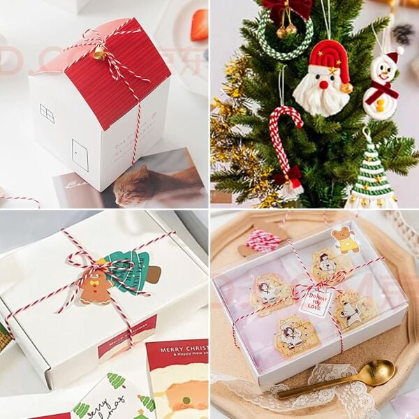 Hediye Paketleme İpi, Kırmızı Beyaz Ambalaj, Marteniçka Ipi, 10 M (TWİNE BAKER)