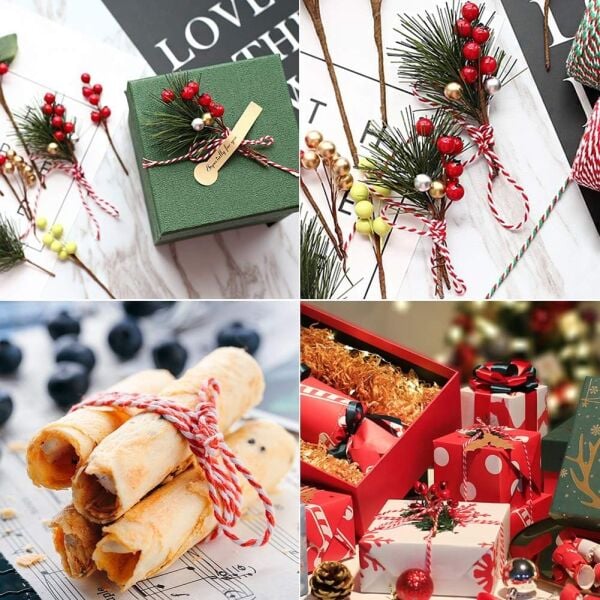 Hediye Paketleme İpi, Kırmızı Beyaz Ambalaj, Marteniçka Ipi, 10 M (TWİNE BAKER)