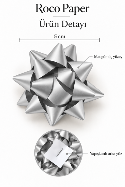 Fiyonk 5 cm Mat Gümüş  - 25 Adet