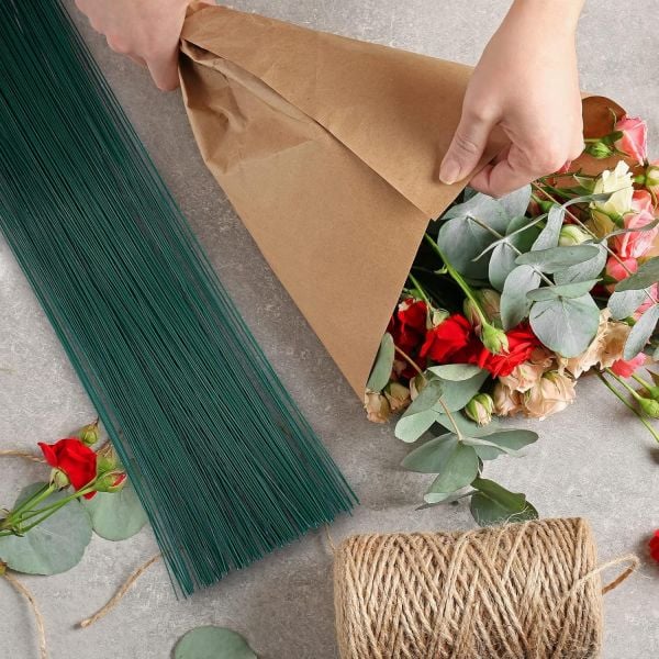 Yeşil Yapay Çiçek Teli, No:24 (1 Mm) - Çiçek Aranjman Yapım Teli, 500 gr (420-430 Adet), 60 Cm