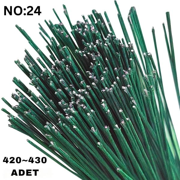 Yeşil Yapay Çiçek Teli, No:24 (1 Mm) - Çiçek Aranjman Yapım Teli, 500 gr (420-430 Adet), 60 Cm