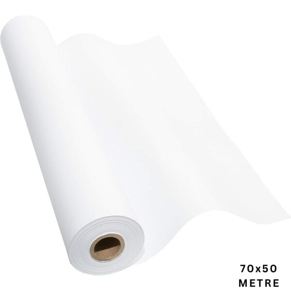 Beyaz Kraft Ambalaj ve Hediye Paketleme Kağıdı, Çift Taraflı Kağıt Rulo, 80 gr - 70 Cm x 50 Metre