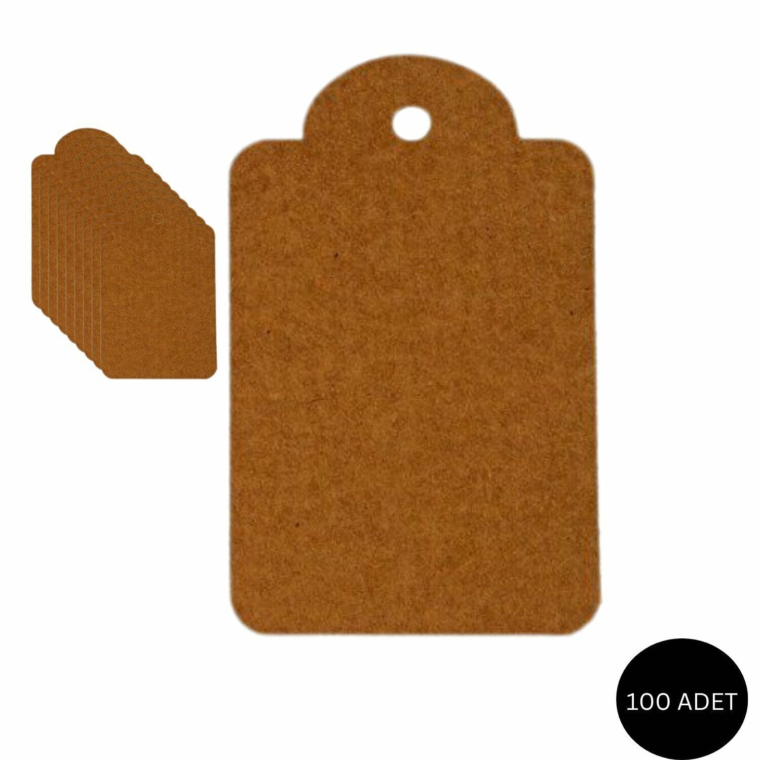 Özel Baskı Delikli Kraft Hediye Paketleme Etiketi , Boş Hediye Not Kartı, 100 Adet