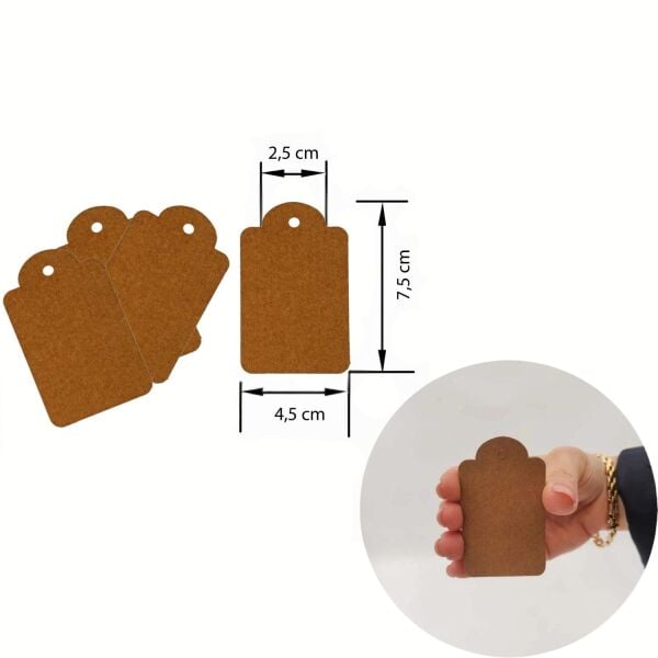 Özel Baskı Delikli Kraft Hediye Paketleme Etiketi , Boş Hediye Not Kartı, 100 Adet