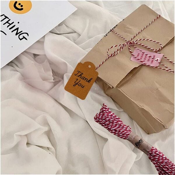 Özel Baskı Delikli Kraft Hediye Paketleme Etiketi , Boş Hediye Not Kartı, 100 Adet