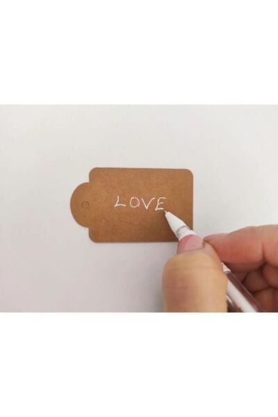 Özel Baskı Delikli Kraft Hediye Paketleme Etiketi , Boş Hediye Not Kartı, 100 Adet