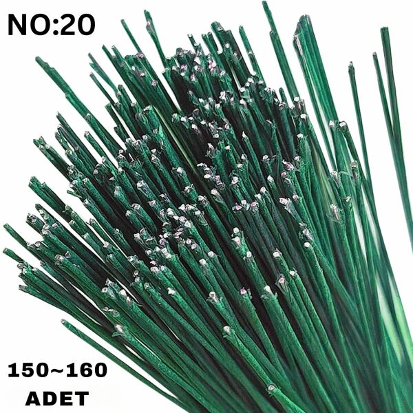 Yeşil Yapay Çiçek Teli, No:20 (1.2 Mm) - Çiçek Aranjman Yapım Teli, 500 gr (150-160 Adet), 60 Cm