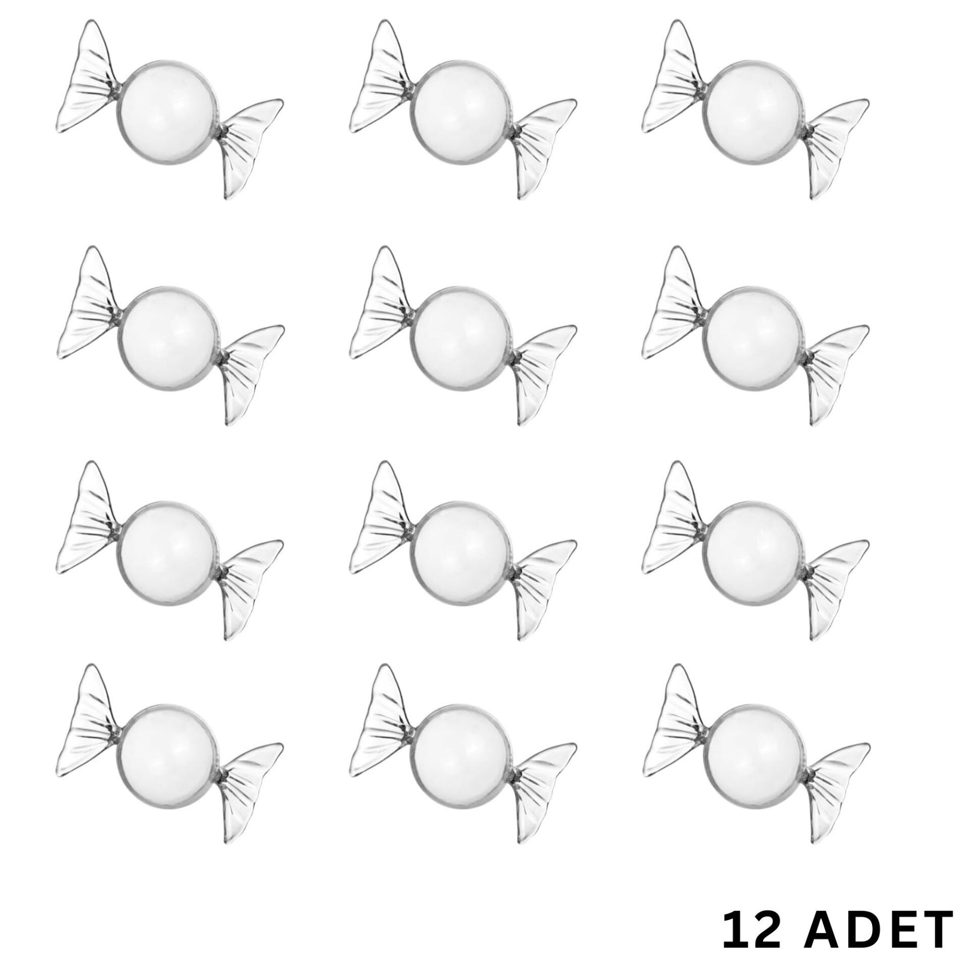Şeffaf Hediyelik Şeker Şekilli Kutu, Dekoratif Şekerleme, Çikolata Kutusu, 8,5 x 4 x 5 cm, 12 Adet