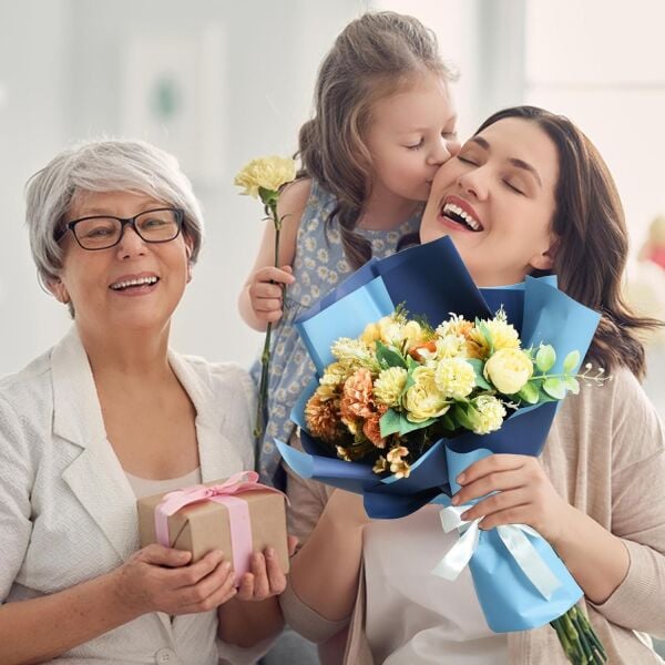 Çiçek Ambalaj Kağıdı 5li, Çift Yüzlü Mat Şeffaf Buket Sargı Kağıdı, Açık & Koyu Mavi, 58x58 Cm