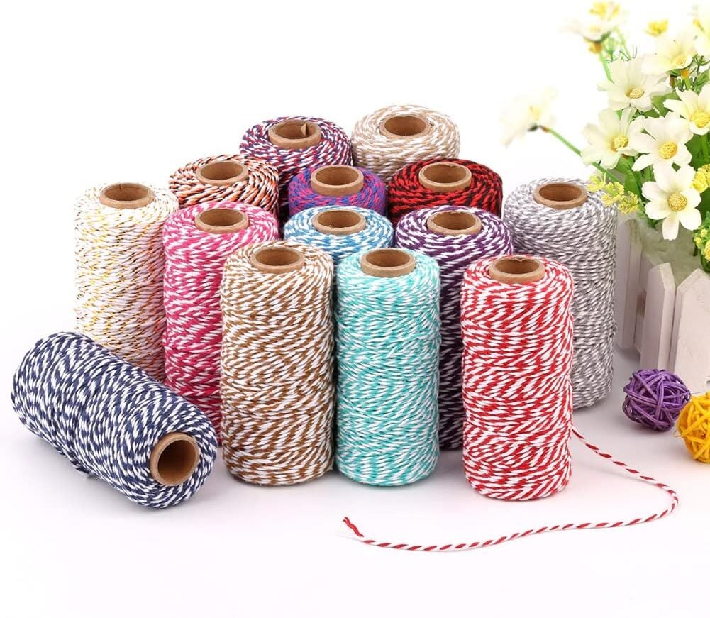 Hediye Paketleme, Ambalaj İpi, Marteniçka, DIY İpi, 200 Metre (Twine Baker), Kırmızı-Yeşil-Beyaz