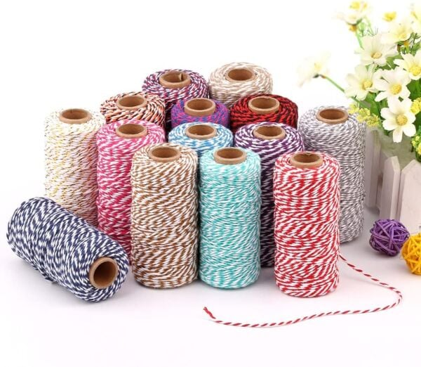 Hediye Paketleme, Ambalaj İpi, Marteniçka, DIY İpi, 200 Metre (Twine Baker), Kırmızı-Yeşil-Beyaz