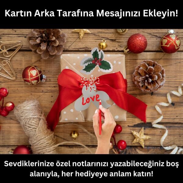 Yılbaşı Kokina Desenli Etiket, Yeniyıl Çam Temalı Sallantı Kartı, 25 Adet