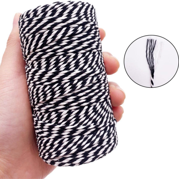 Hediye Paketleme ve Ambalaj İpi, Marteniçka, Paket İpi, 200 M (TWINE BAKER) Siyah-Beyaz