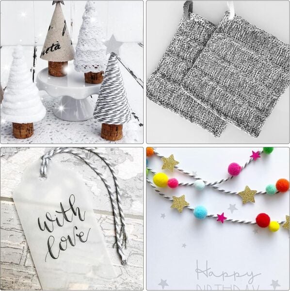 Hediye Paketleme ve Ambalaj İpi, Marteniçka, Paket İpi, 200 M (TWINE BAKER) Gri-Beyaz