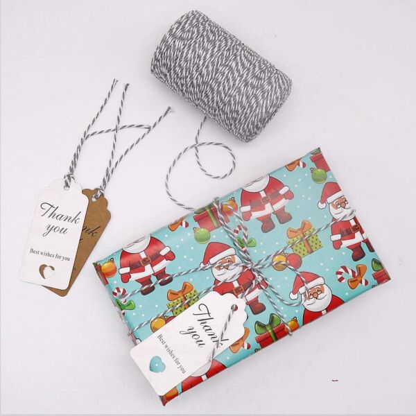 Hediye Paketleme ve Ambalaj İpi, Marteniçka, Paket İpi, 200 M (TWINE BAKER) Gri-Beyaz