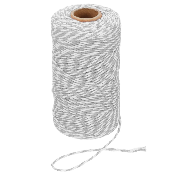 Hediye Paketleme ve Ambalaj İpi, Marteniçka, Paket İpi, 200 M (TWINE BAKER) Gri-Beyaz