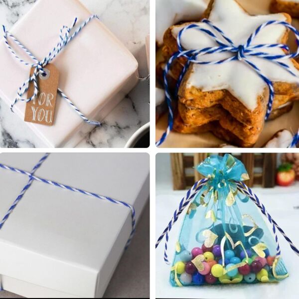 Hediye Paketleme ve Ambalaj İpi, Marteniçka, Paket İpi, 200 M (TWINE BAKER) Mavi-Beyaz