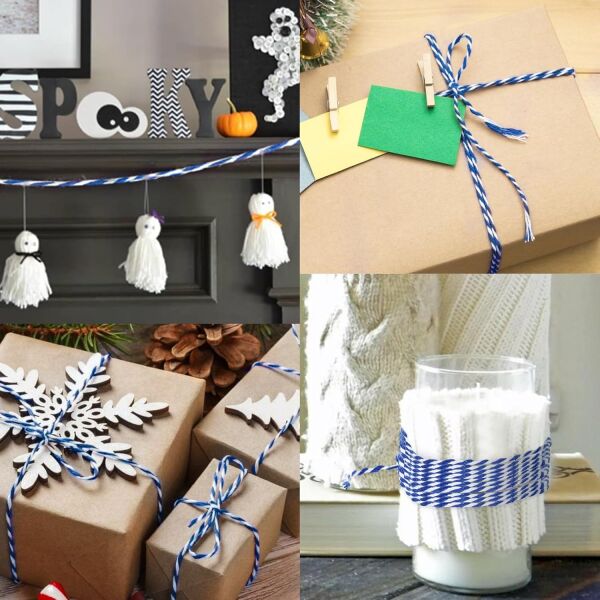 Hediye Paketleme ve Ambalaj İpi, Marteniçka, Paket İpi, 200 M (TWINE BAKER) Mavi-Beyaz