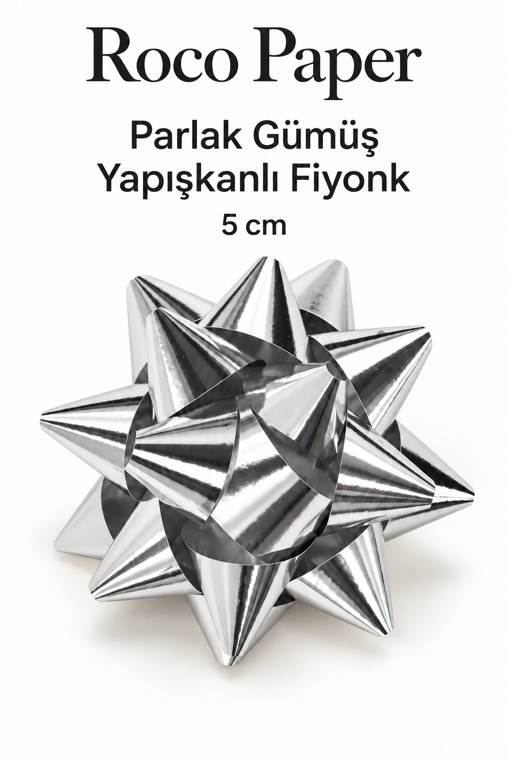 Fiyonk 5 cm Parlak Gümüş  - 12 Adet