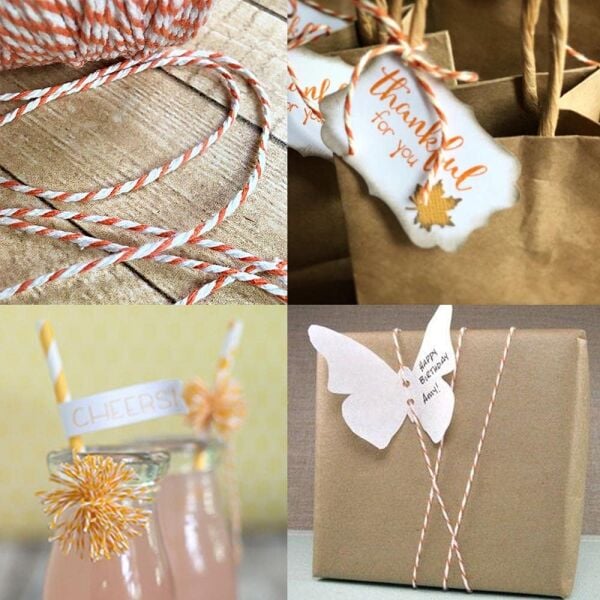 Hediye Paketleme ve Ambalaj İpi, Marteniçka, Paket İpi, 200 M (TWINE BAKER) Turuncu-Beyaz