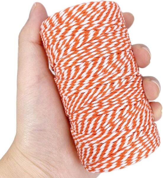 Hediye Paketleme ve Ambalaj İpi, Marteniçka, Paket İpi, 200 M (TWINE BAKER) Turuncu-Beyaz