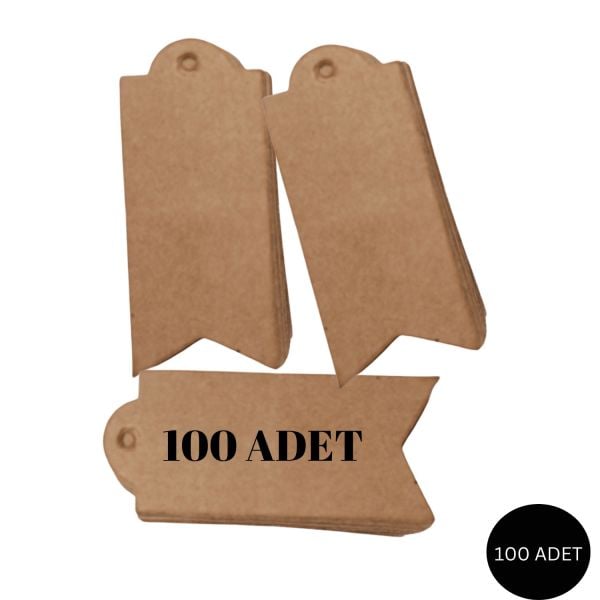 Flama Delikli Kraft Fiyat Etiketi - Hediye, Paket ve Çanta Etiketi- 100 Adet