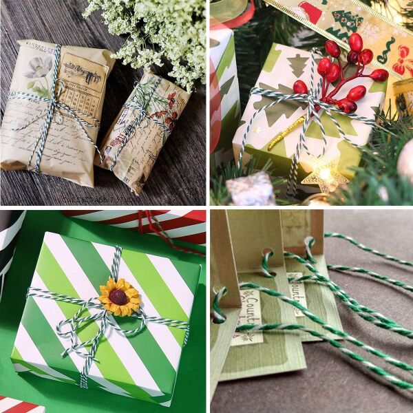 Hediye Paketleme ve Ambalaj İpi, Marteniçka, Paket İpi, 200 M (TWINE BAKER) Yeşil-Beyaz