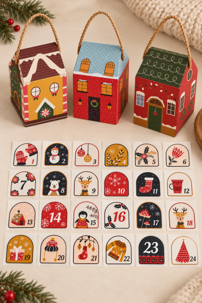 Advent Calender Set Renkli Evler 24'lü Set