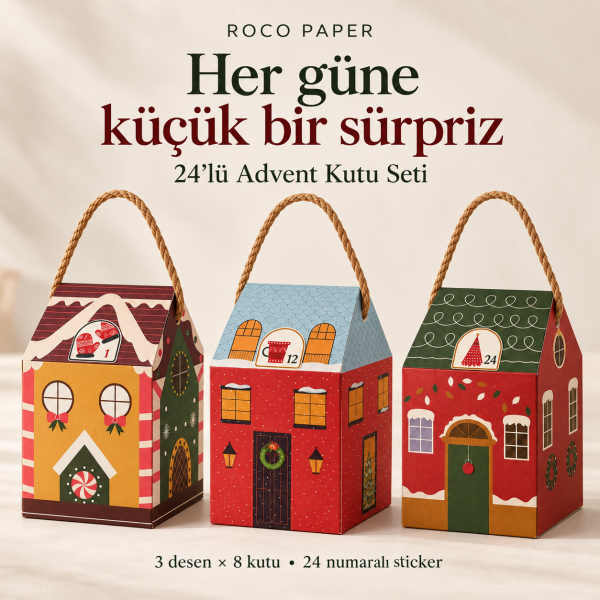 Advent Calender Set Renkli Evler 24'lü Set
